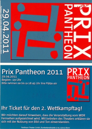 Eintrittskarte Prix Pantheon 2011